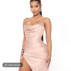 Taupe Satin Dress from Fashion Nova